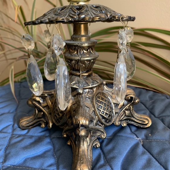 Vintage Brass/Glass Diamond Point Compote Dish - Picture 3 of 10